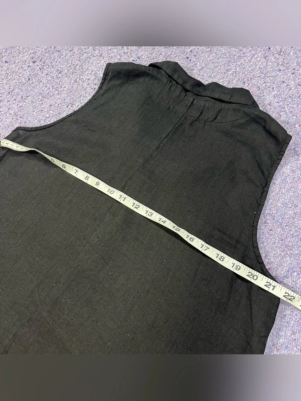 Cut Loose Sleeveless Black Linen Button Up Top Size Medium